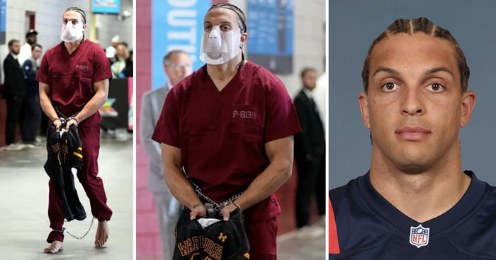 Patriots Star Mack Hollins Arrives At Super Bowl In Handcuffs, Mask, Prison Outfit, And Barefoot