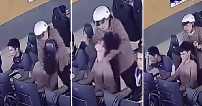 CCTV Shows Grandma Scolding Grandson In Gaming Café Before Realising It's The Wrong Guy