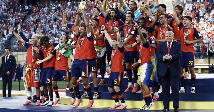 Donald Trump Refuses To Leave World Cup Trophy Ceremony As Spain Celebrate