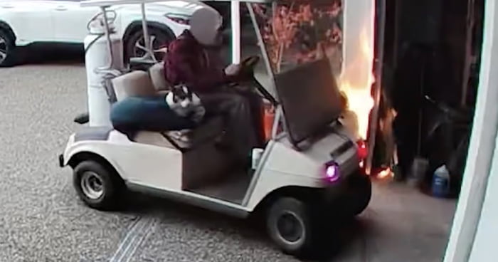 Man Arrested After Setting Garage Ablaze And Making Getaway On Golf Cart With Dog
