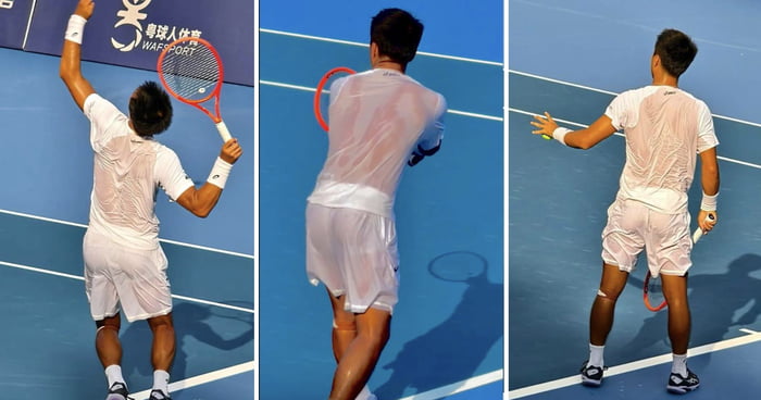 Pro Tennis Player Goes Viral After Intense Match Leaves Him Drenched In Sweat