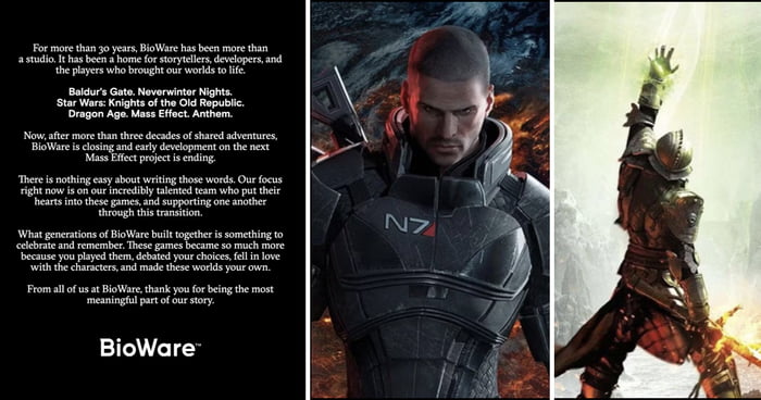 BioWare Is Officially Shutting Down, Next 'Mass Effect' Cancelled